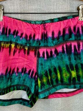 Fleo OG Tie-Dye Athletic Shorts in Pink, Teal & Lime EUC Size XL